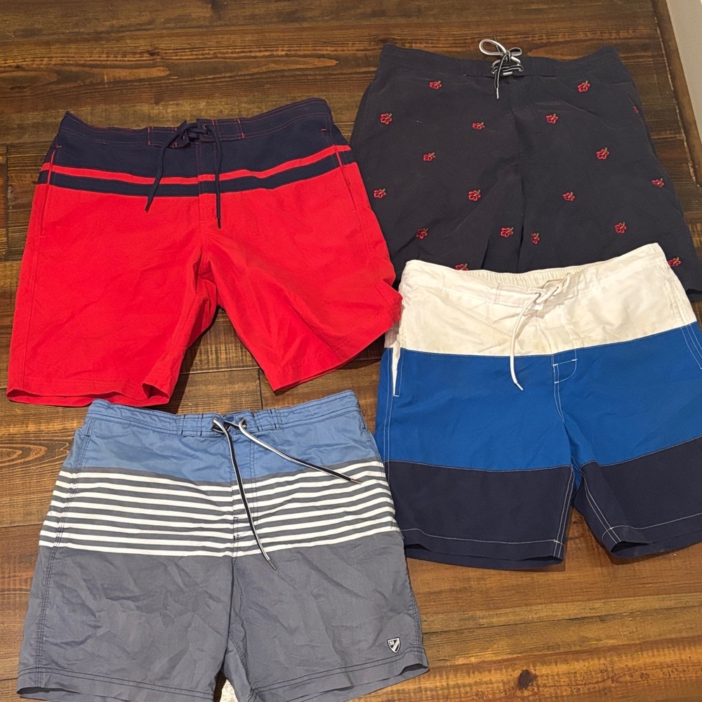 Red and Navy Men's Swim Trunks